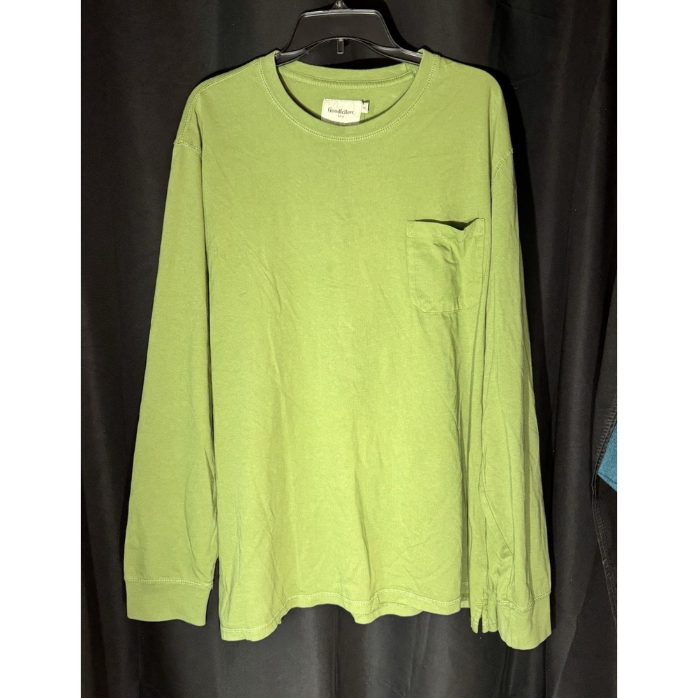 Goodfellow & Co Men's Solid Green Knit Cotton Crewneck Pocket Tee XXL